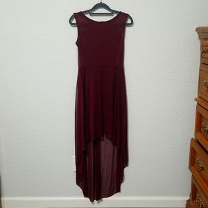 Burgundy Hi-Low Dress